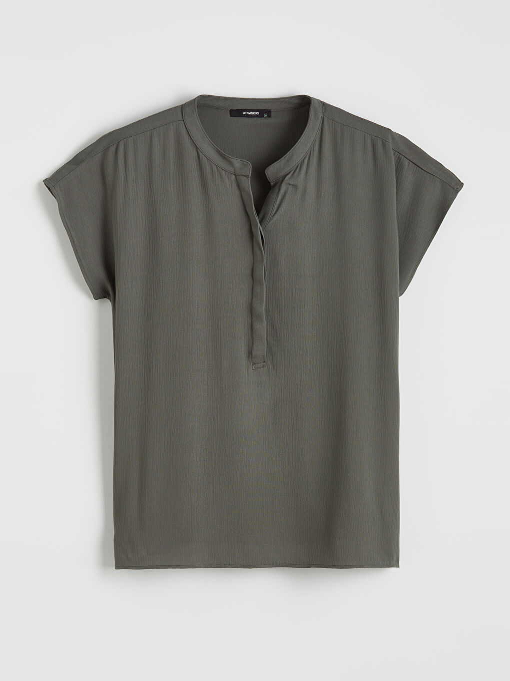 Haki Kaçık Yaka Dokulu Bluz-4