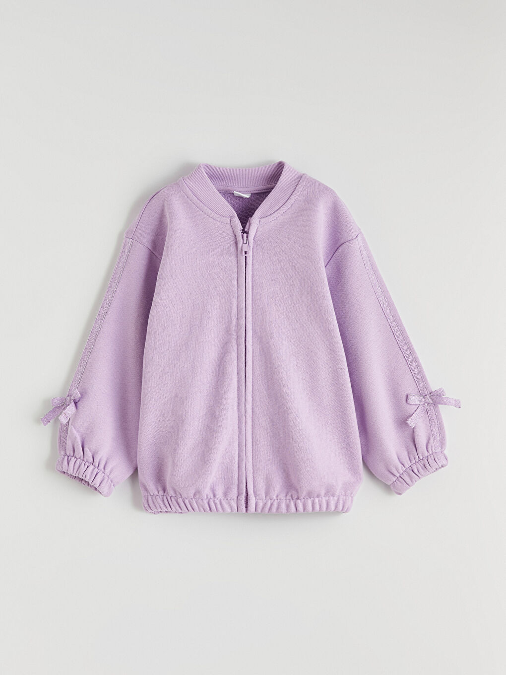 Girls' Zip-Up Sweatshirt with Bow Detail