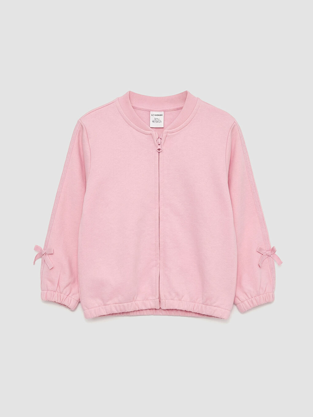 Girls' Zip-Up Sweatshirt with Bow Detail