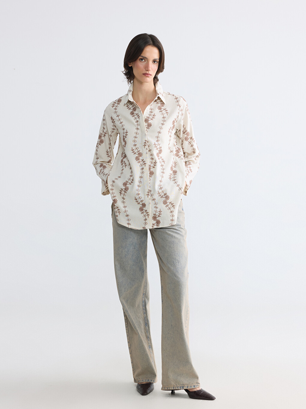 Embroidered Oversize Women's Shirt Tunic-1