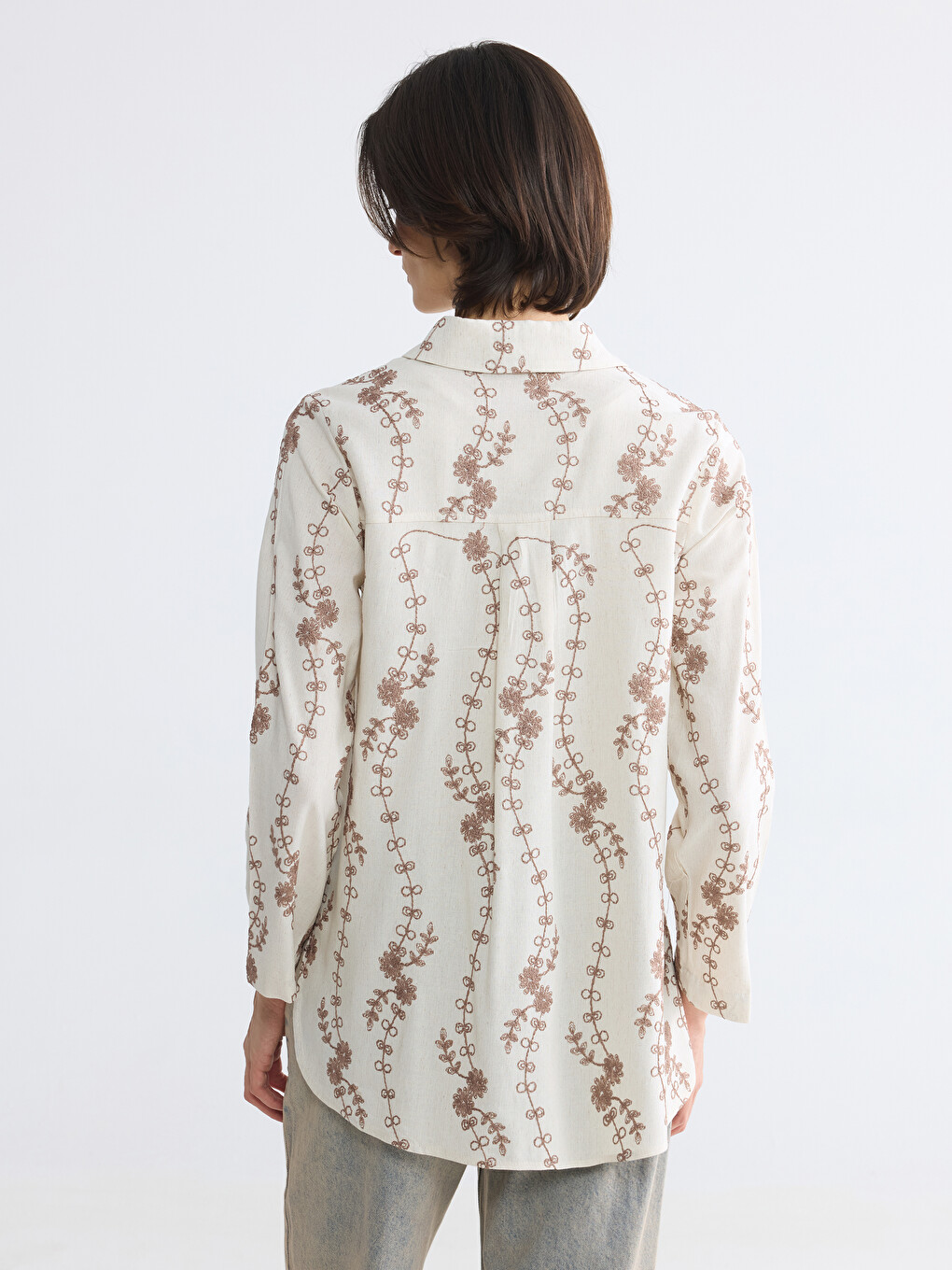 Embroidered Oversize Women's Shirt Tunic-3