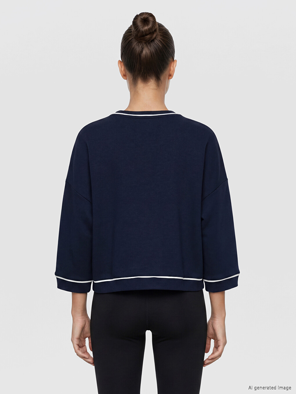 Lacivert Soft Touch Kadın Spor Sweatshirt-3
