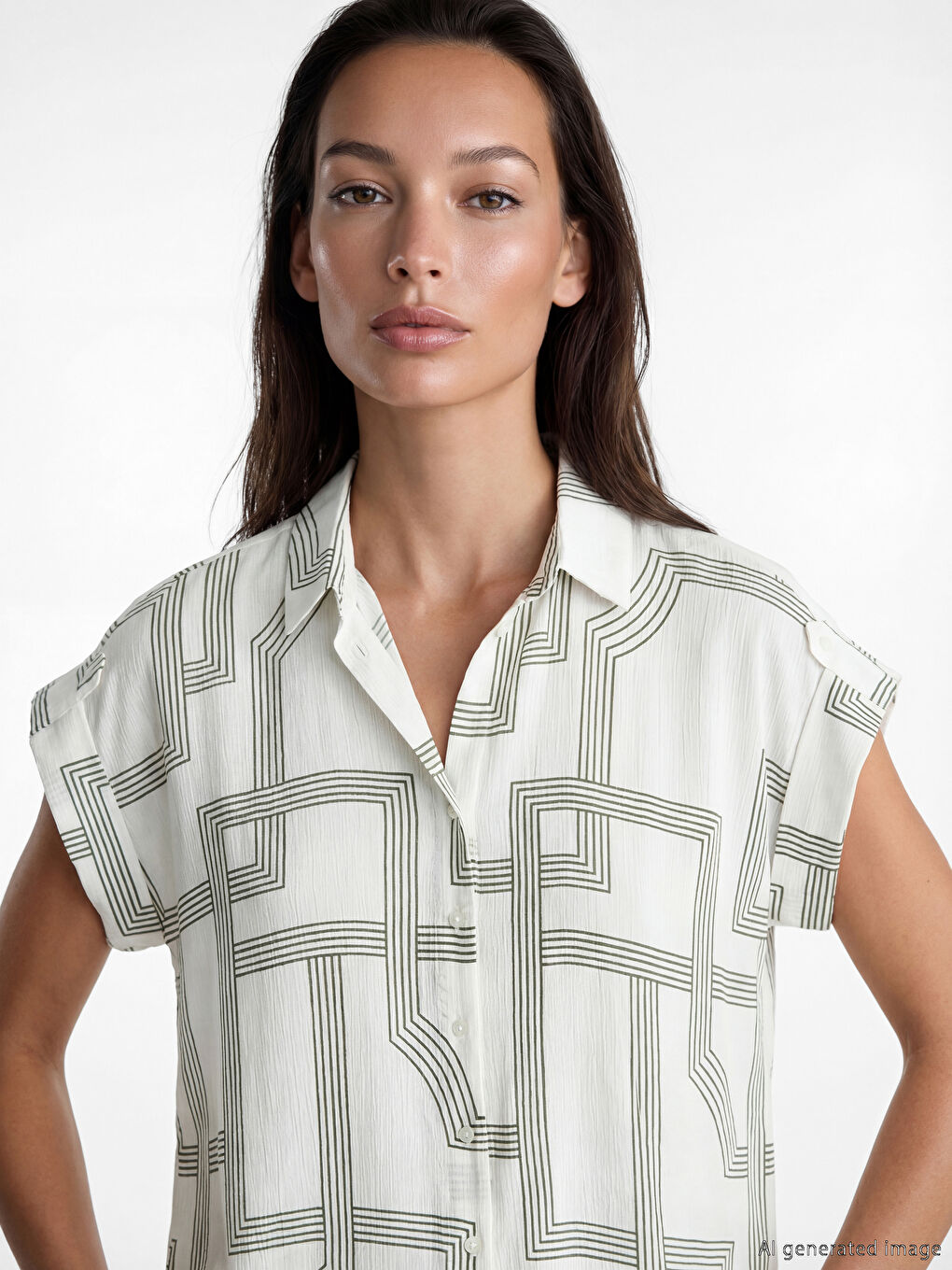 Patterned Crinkle Women's Shirt-2