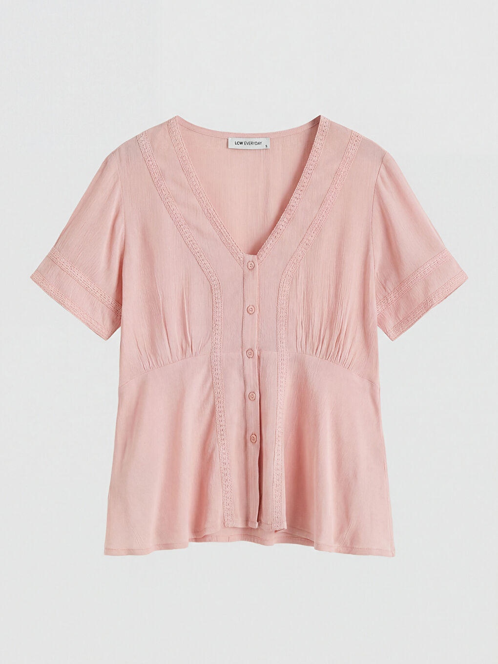 Women's V Neck Embroidered Ruched Blouse-4