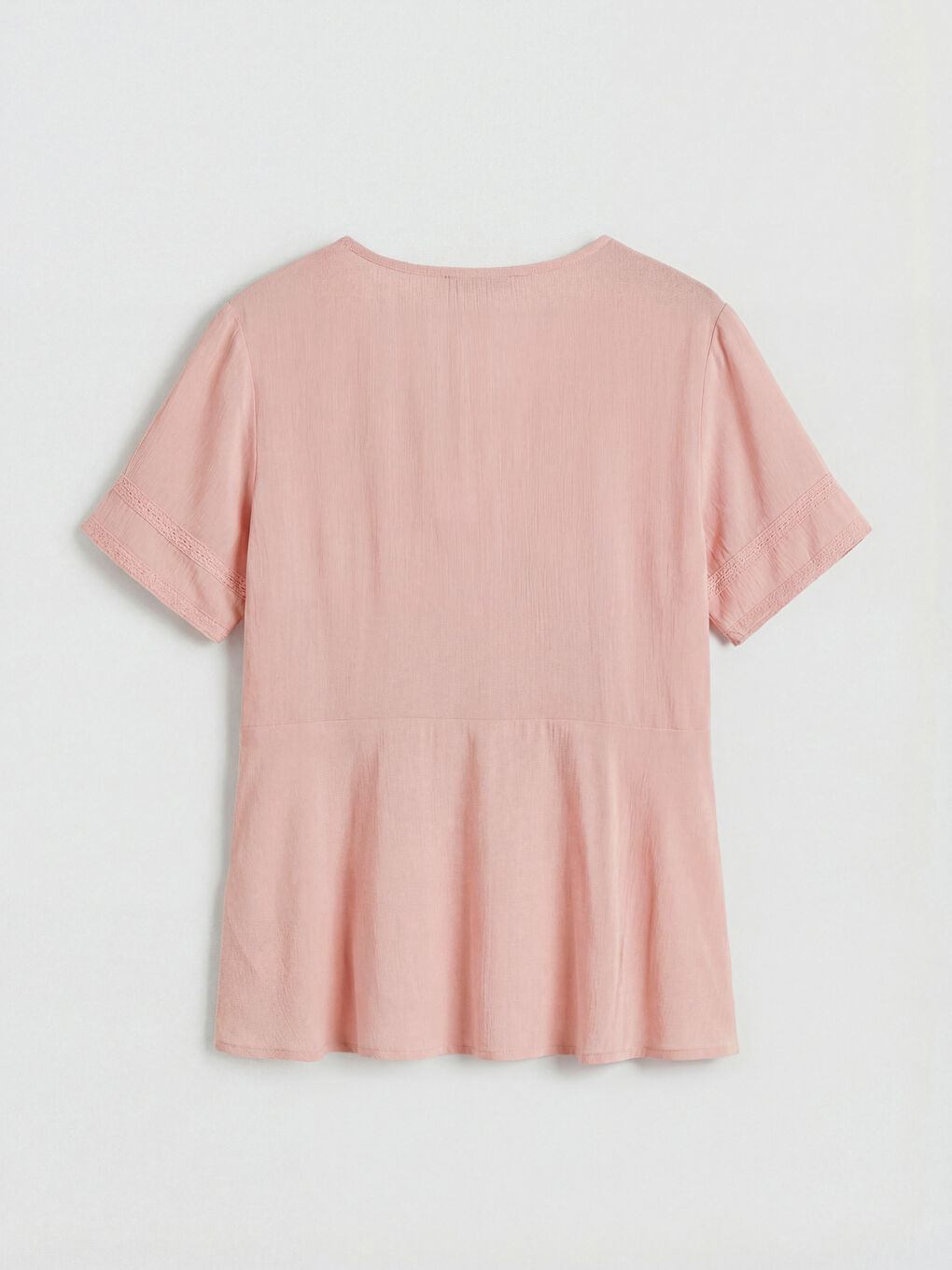 Women's V Neck Embroidered Ruched Blouse-5