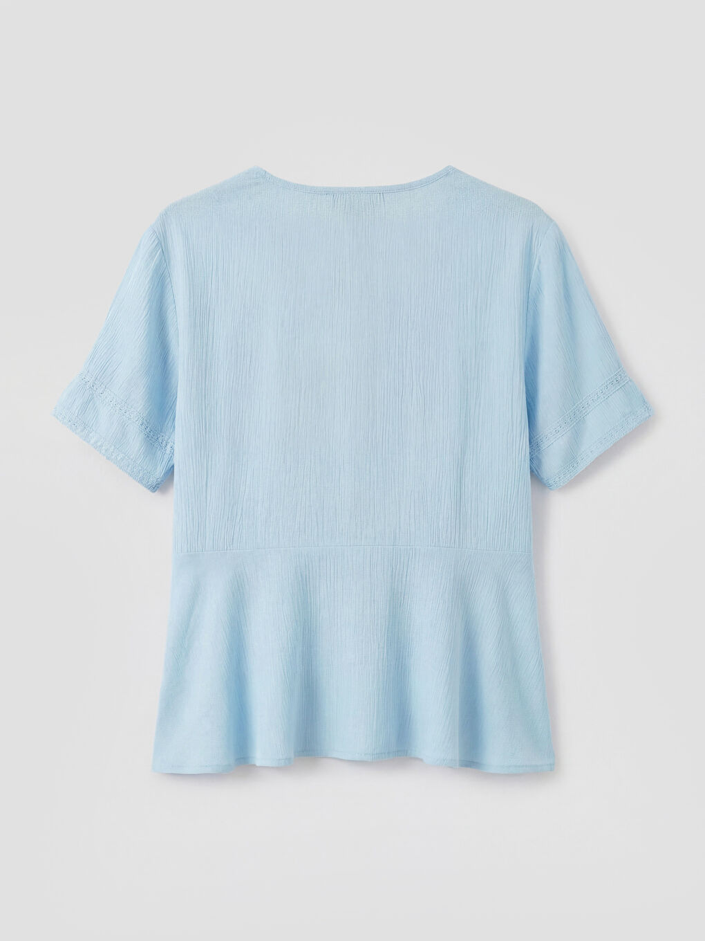 V Yaka Nakışlı Büzgülü Bluz-5