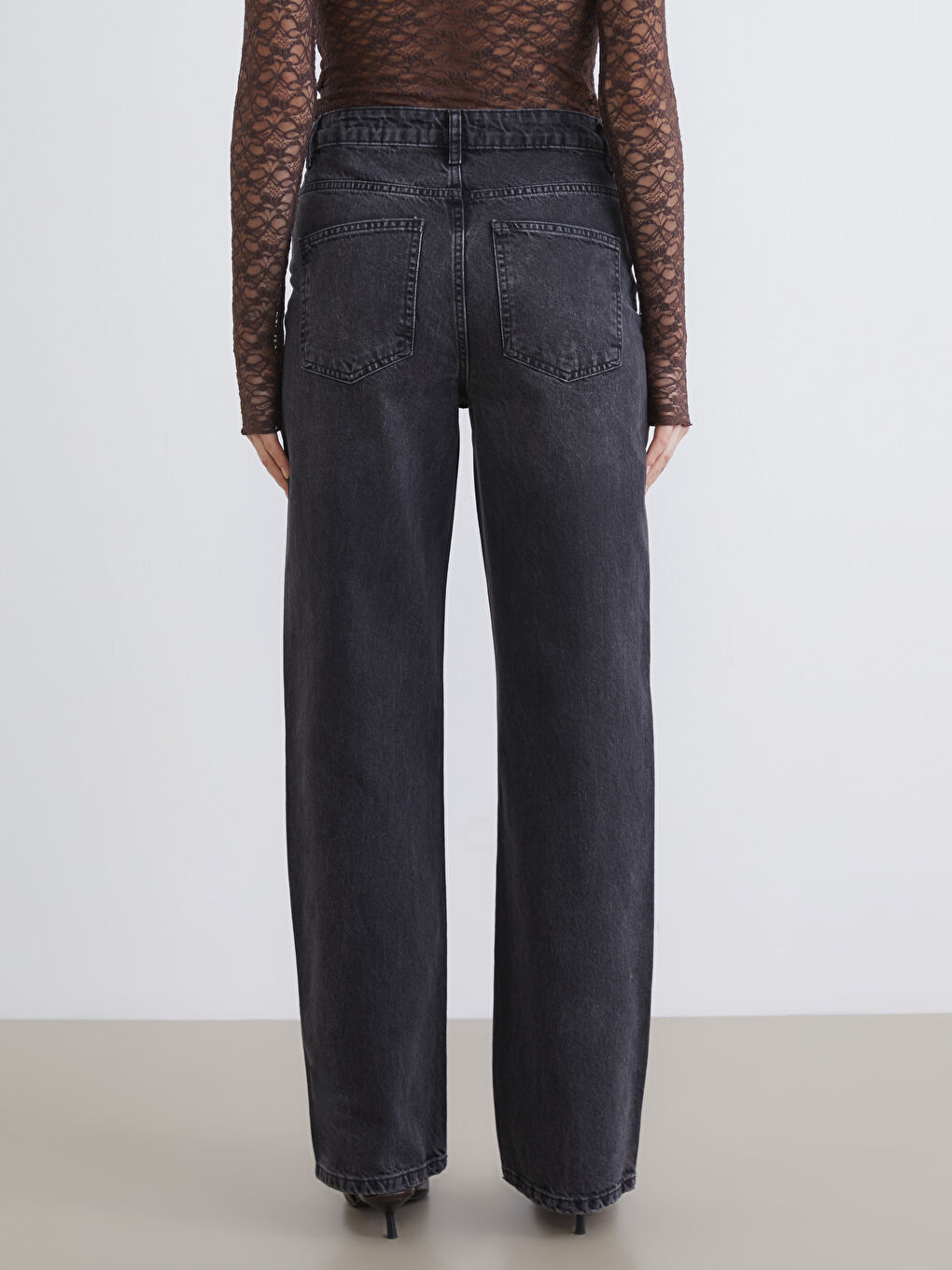 Siyah Straight Fit Kadın Jean Pantolon-3