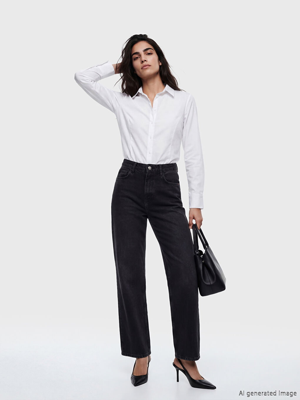 Siyah Straight Fit Kadın Jean Pantolon-1