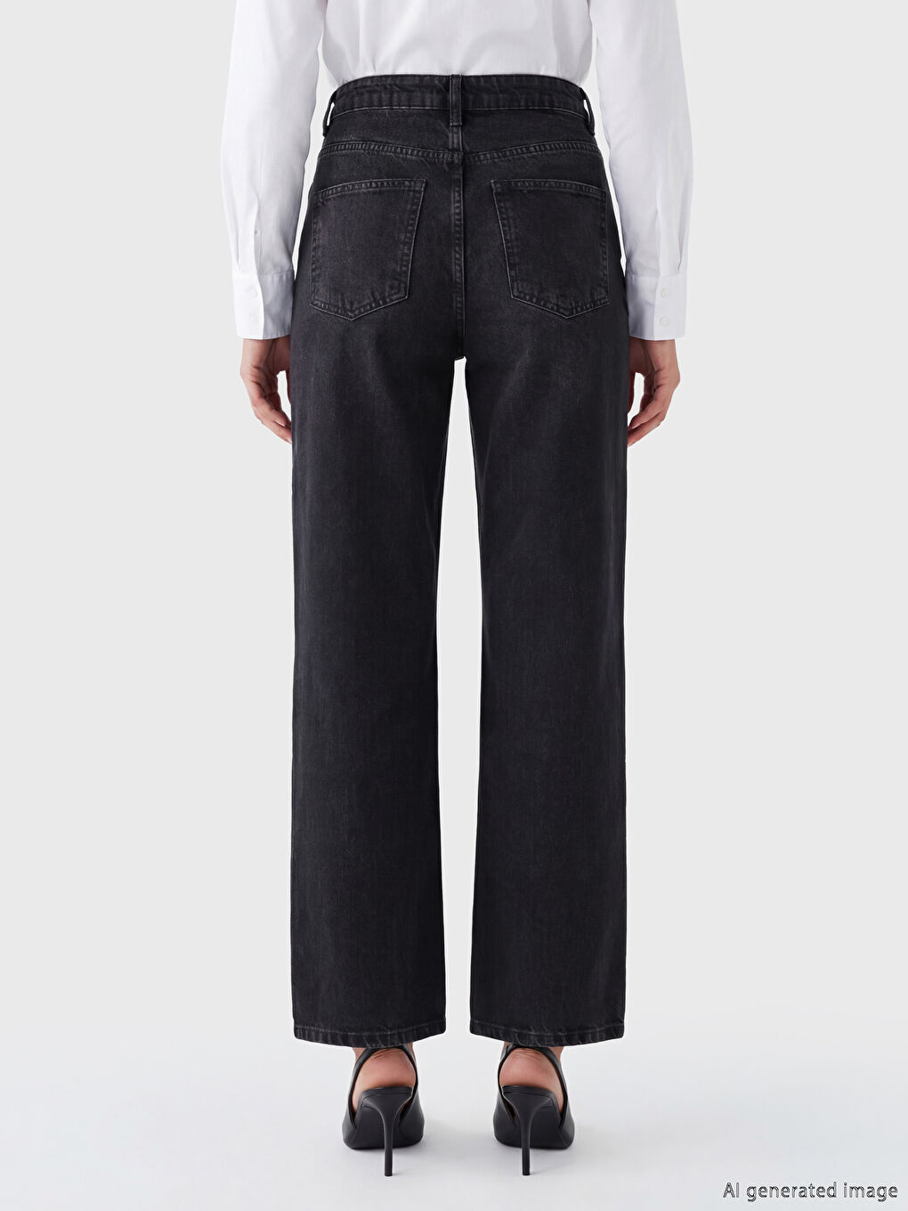 Siyah Straight Fit Kadın Jean Pantolon-6