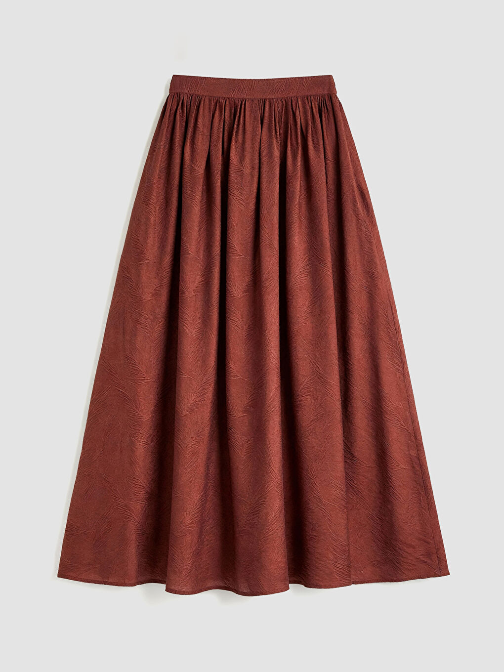 Kahverengi Beli Lastikli Desenli Kloş Etek-4