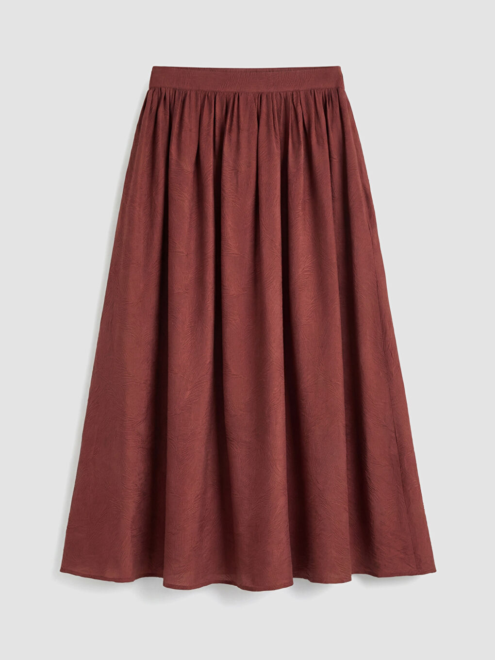 Kahverengi Beli Lastikli Desenli Kloş Etek-5