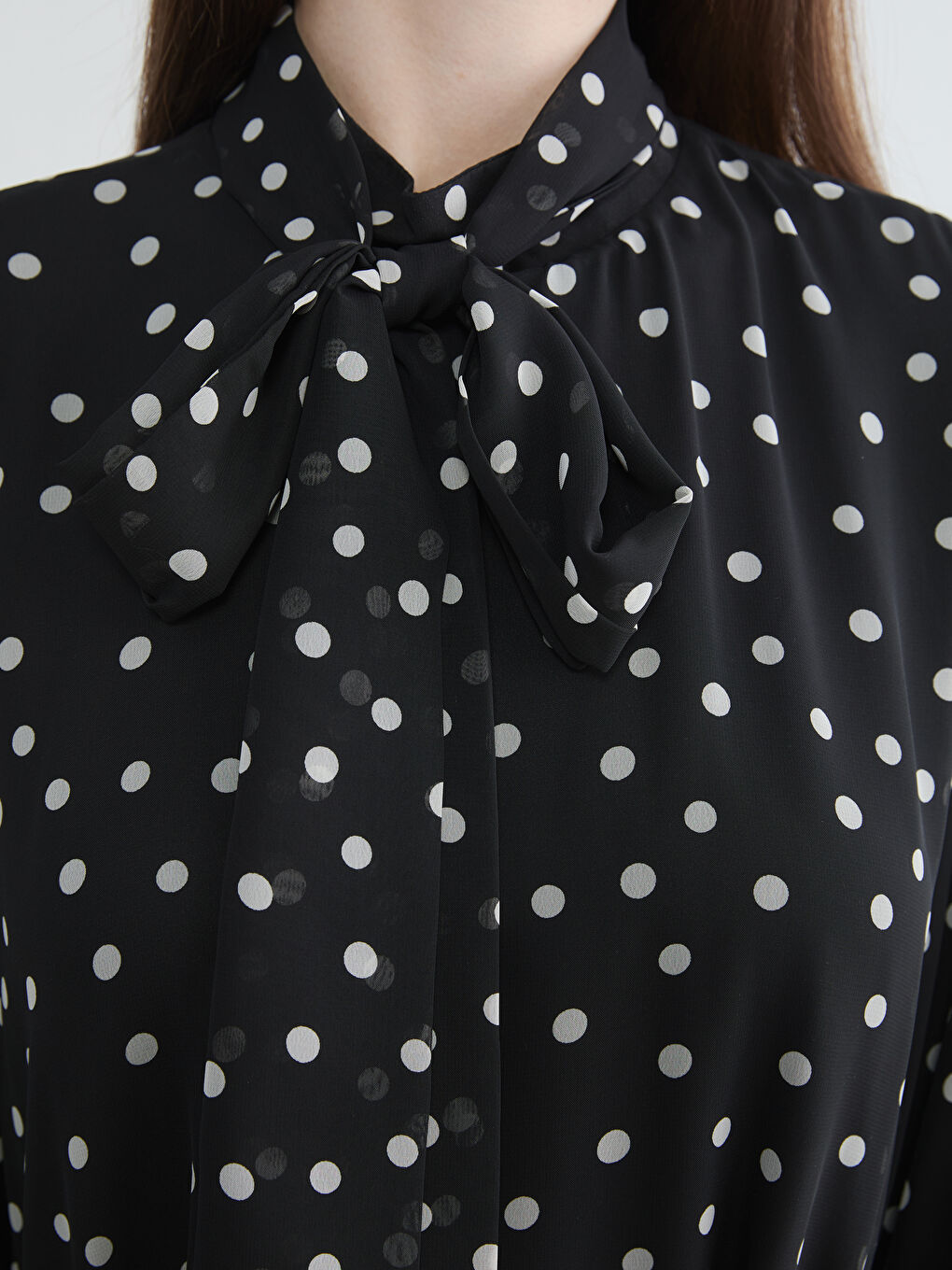 Siyah Puantiyeli Kuşaklı A Kesim Elbise-2