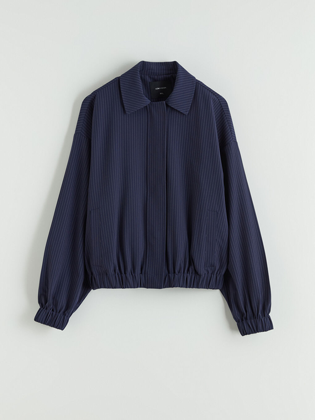 Shirt Collar Striped Oversize Women's Jacket-5