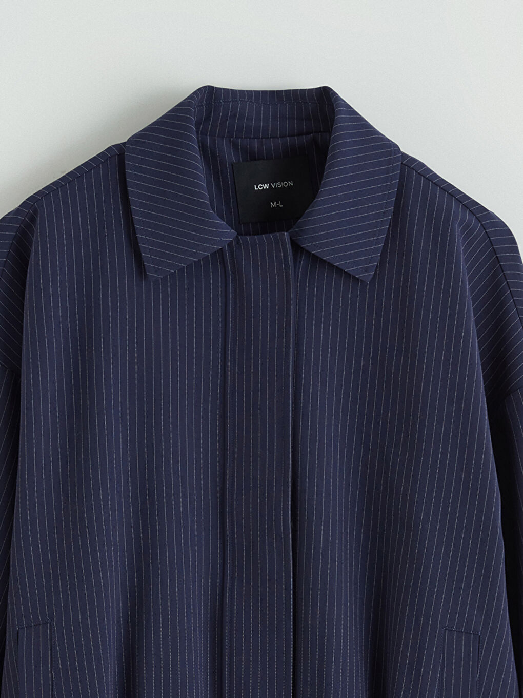 Shirt Collar Striped Oversize Women's Jacket-6