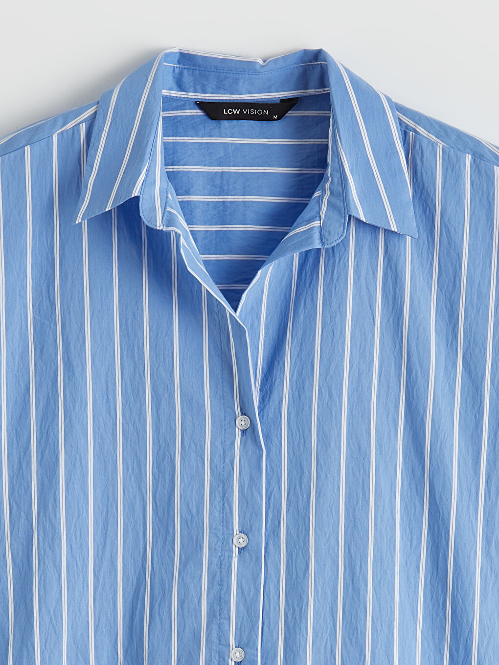 Mavi Çizgili Oversize Kadın Gömlek-5