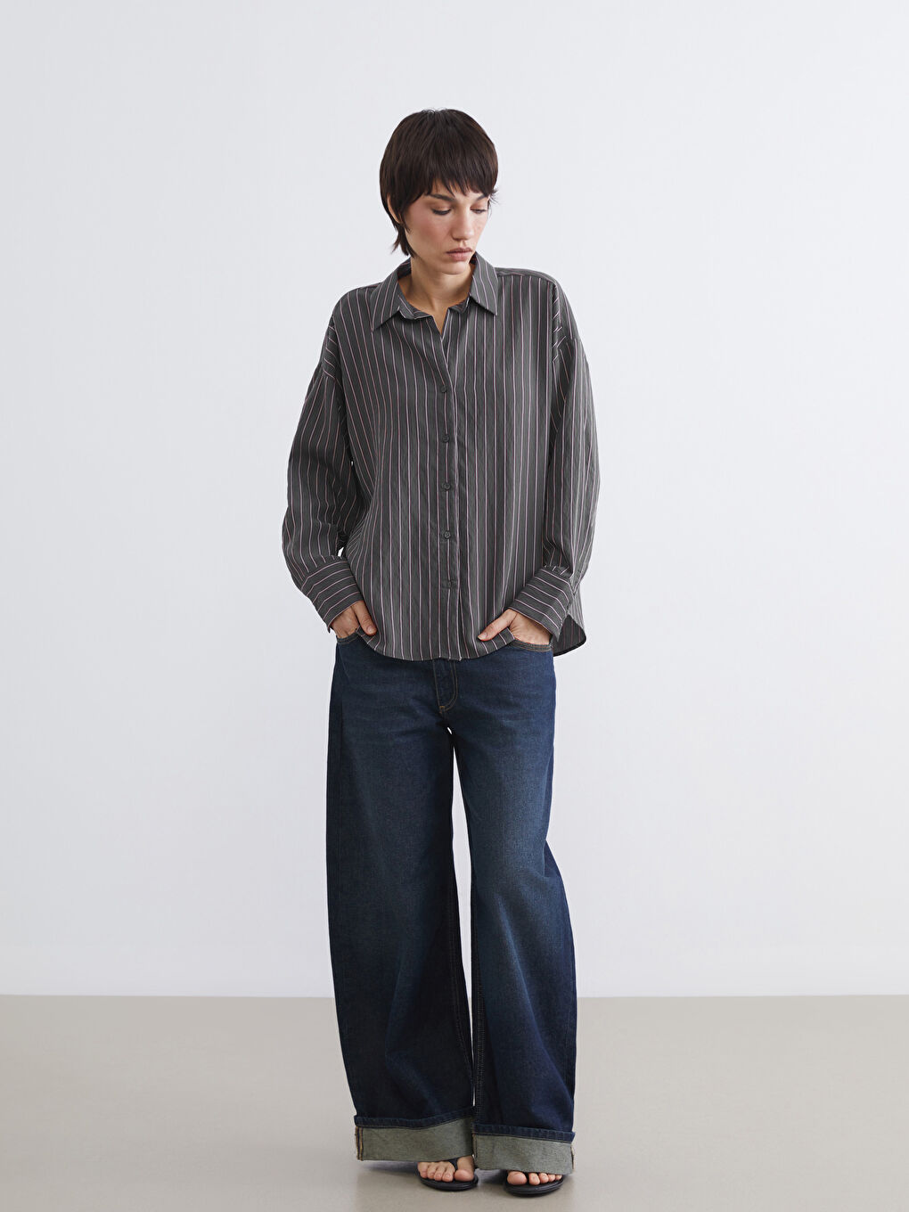 Striped Oversized Women's Shirt-1