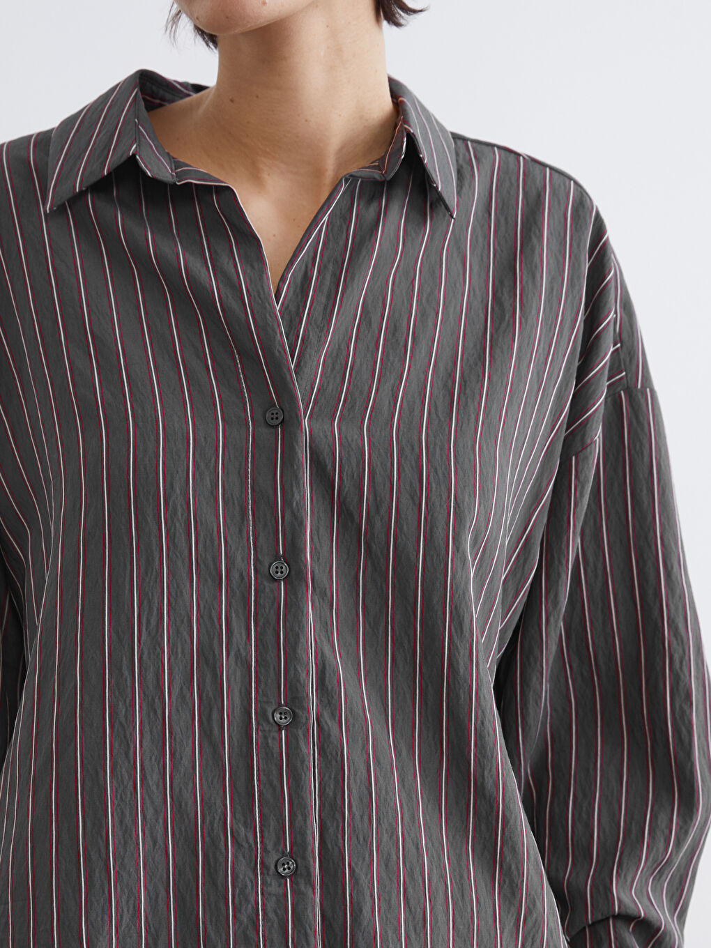 Striped Oversized Women's Shirt-2
