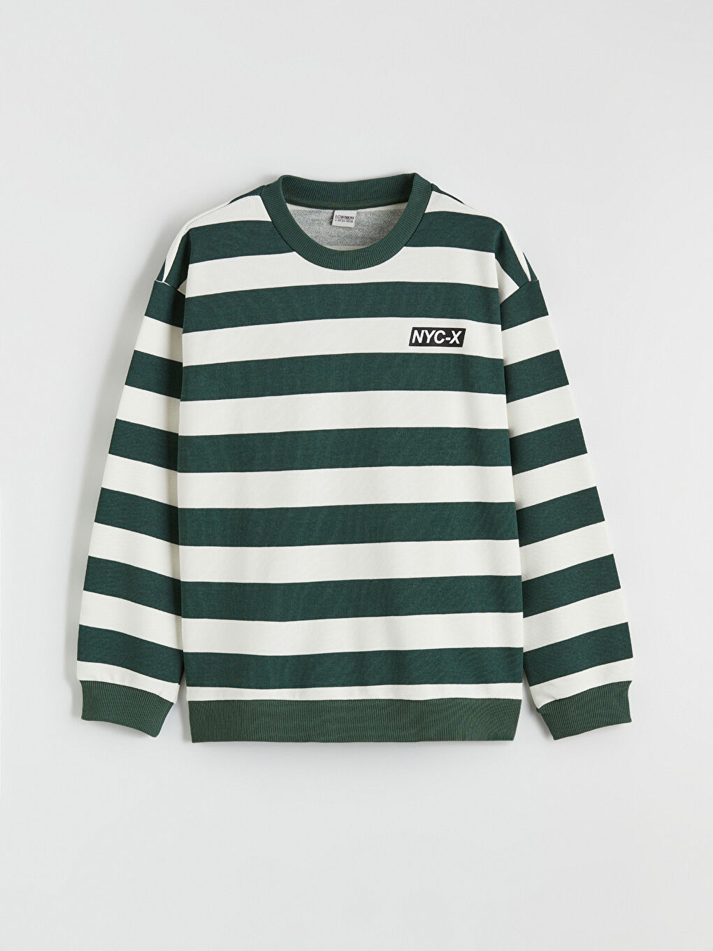 Yeşil Bisiklet Yaka Çizgili Erkek Çocuk Sweatshirt