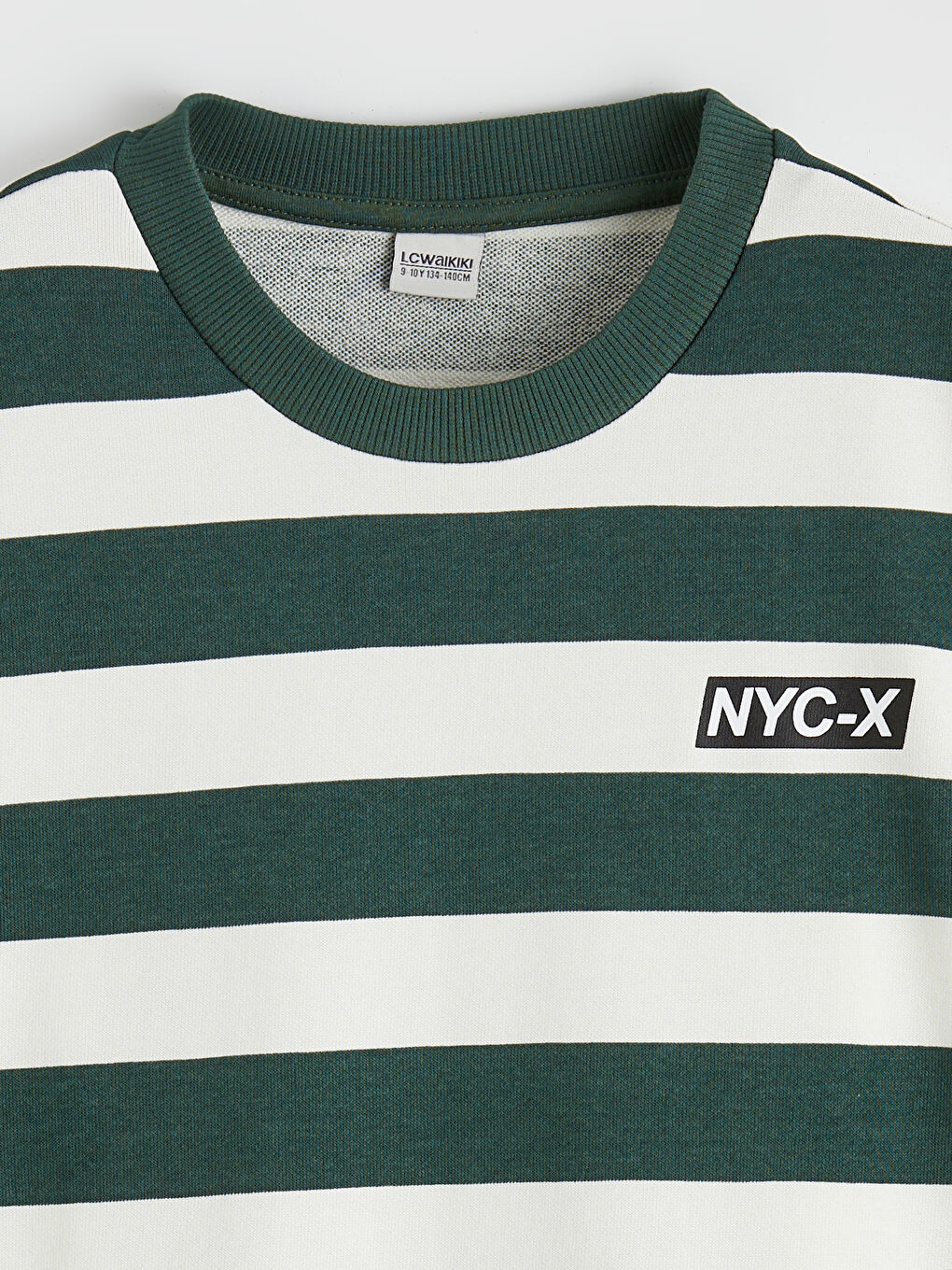 Yeşil Bisiklet Yaka Çizgili Erkek Çocuk Sweatshirt ve Eşofman Altı-2