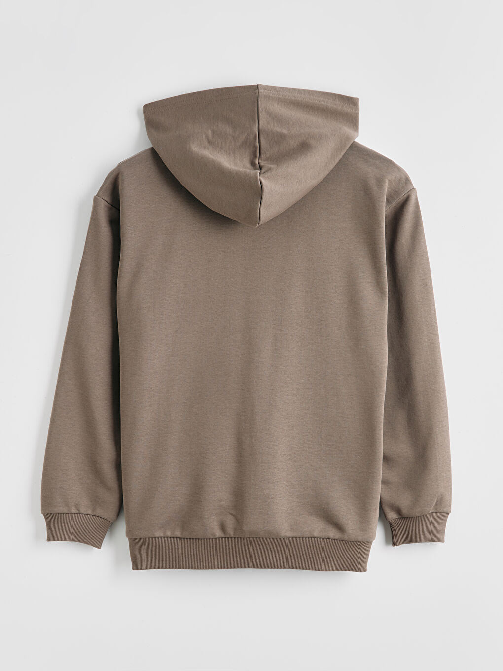 Kahverengi Kapüşonlu Erkek Çocuk Fermuarlı Sweatshirt-1
