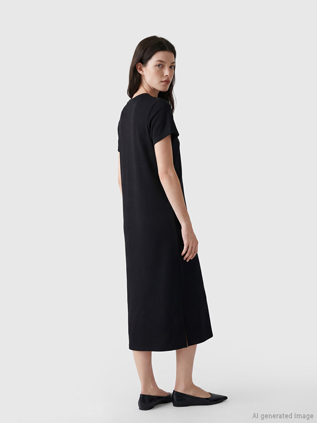 Haljina sa okruglim izrezom od mekog materijala-1