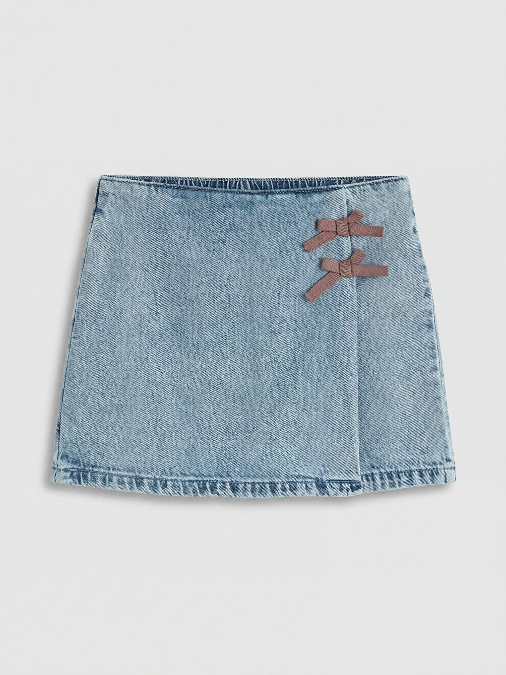 Elastic Waist Bow Girls' Jean Skort