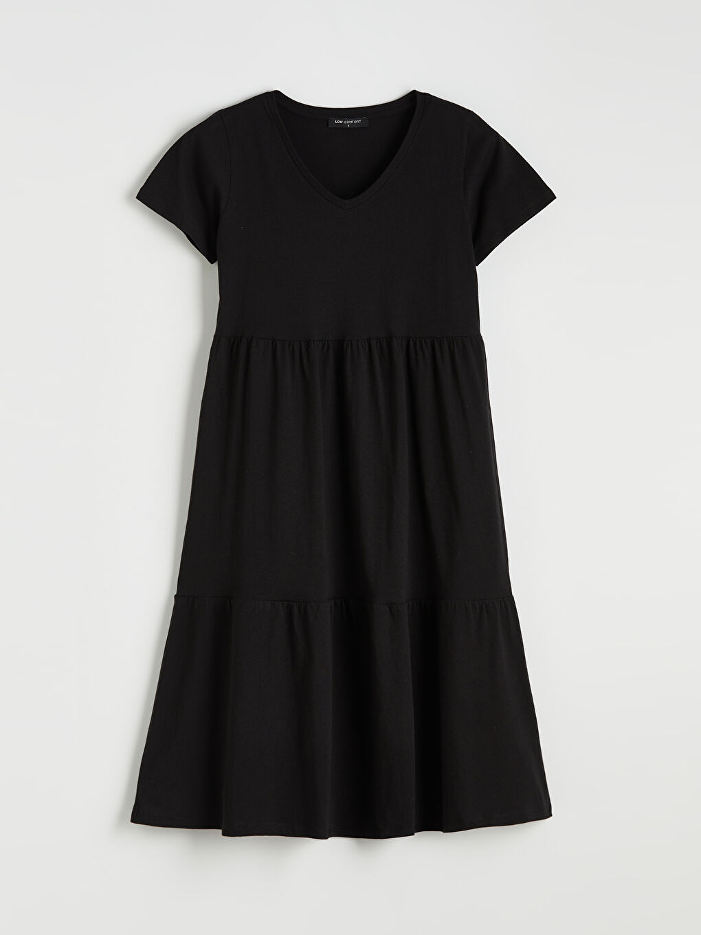 Siyah V Yaka Büzgülü Elbise-4