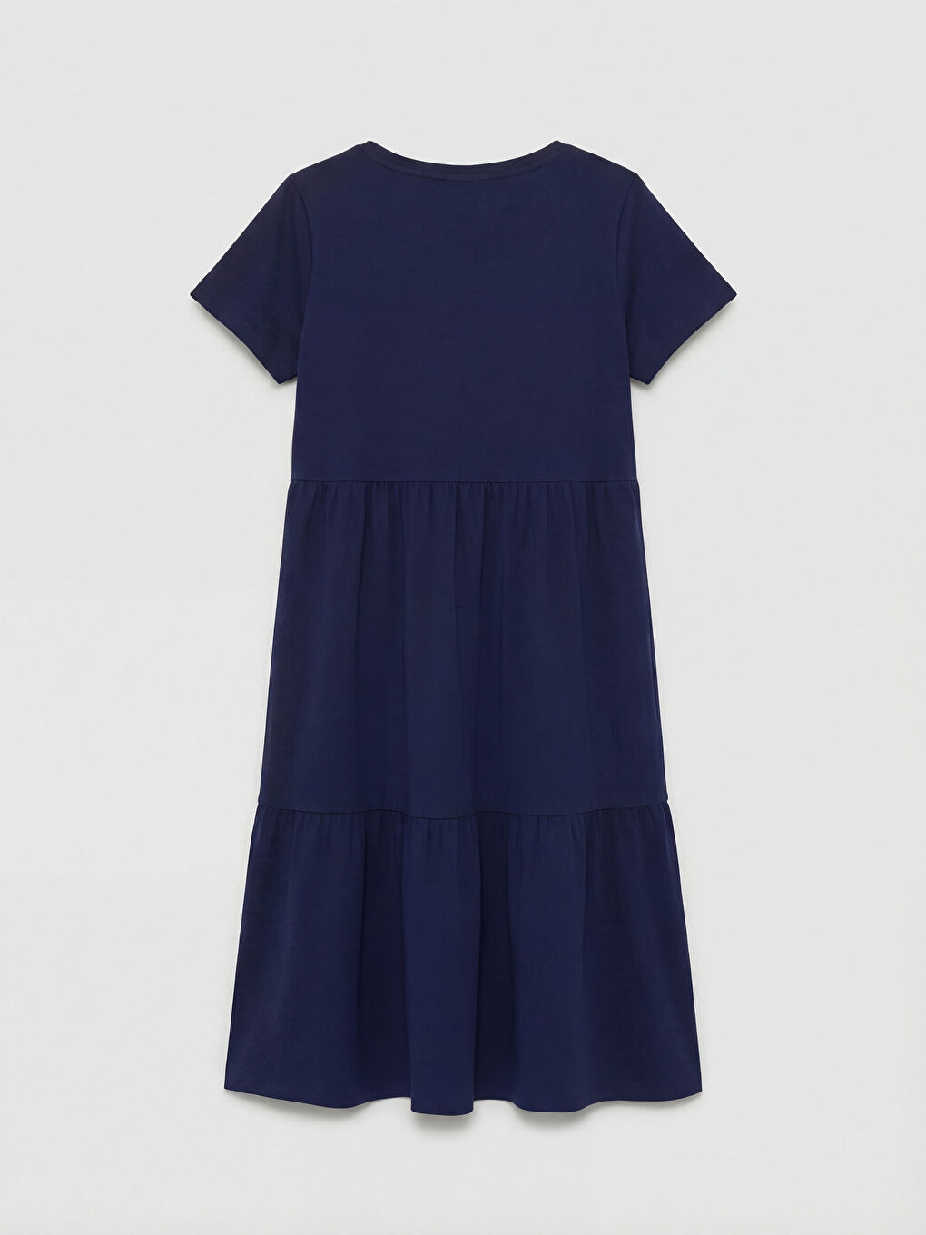 Lacivert V Yaka Katkat Elbise-5