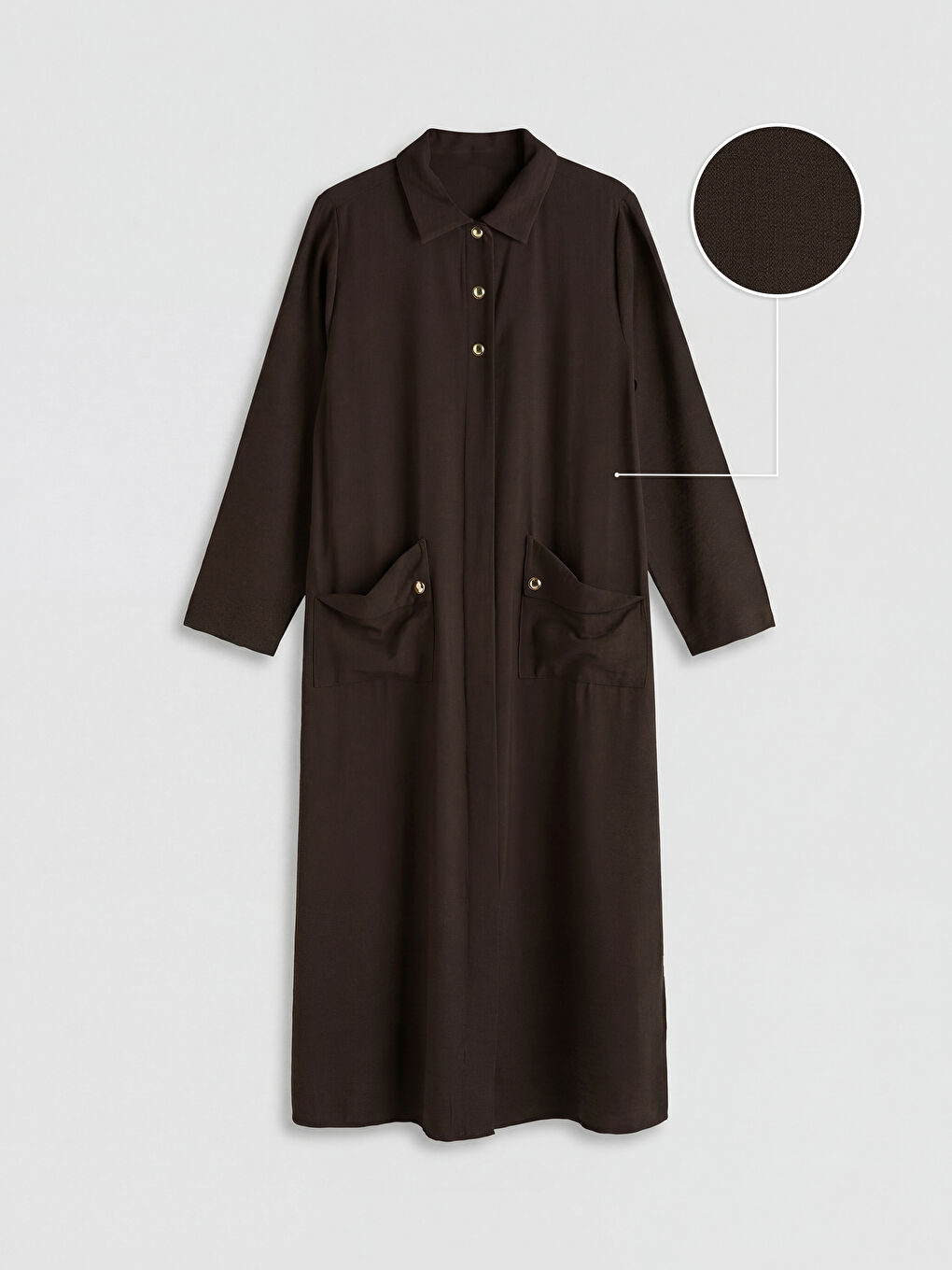 Kahverengi Gömlek Yaka Kadın Ferace