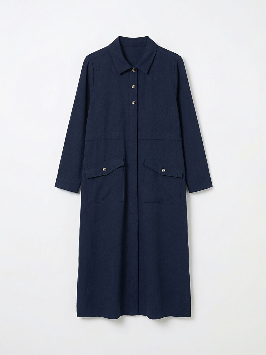 Lacivert Büyük Beden Gömlek Yaka Kadın Ferace-4