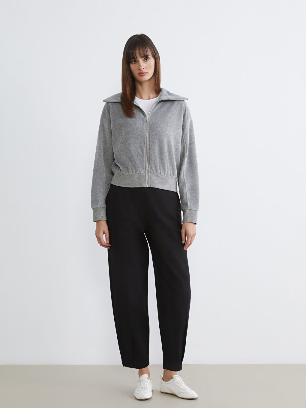 Funnel Neck Oversize Women's Zip-Up Sweatshirt-1