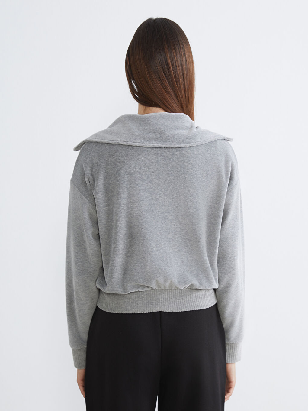 Funnel Neck Oversize Women's Zip-Up Sweatshirt-3