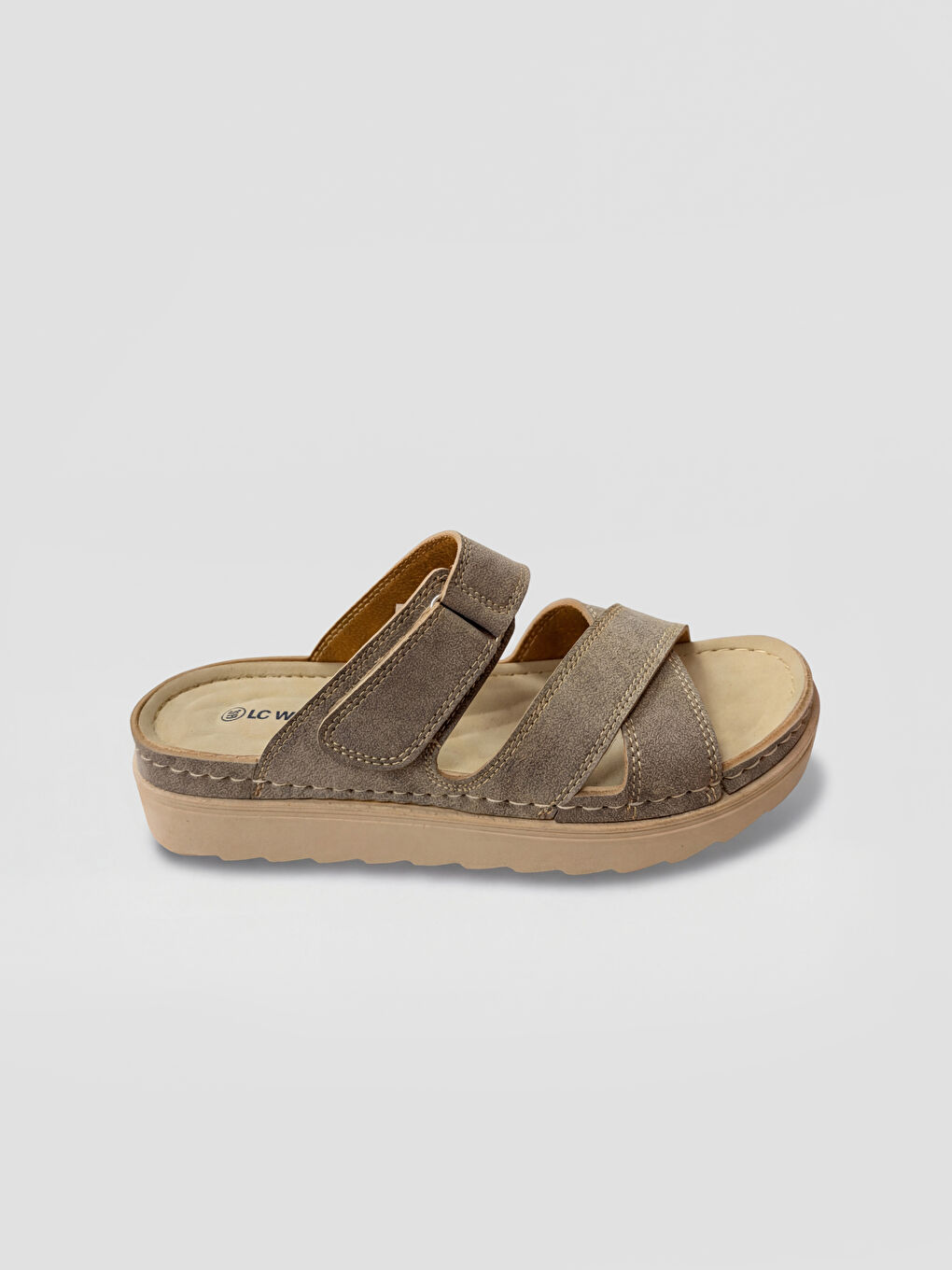 Women's Velcro Fastening Cross Strap Slider-1