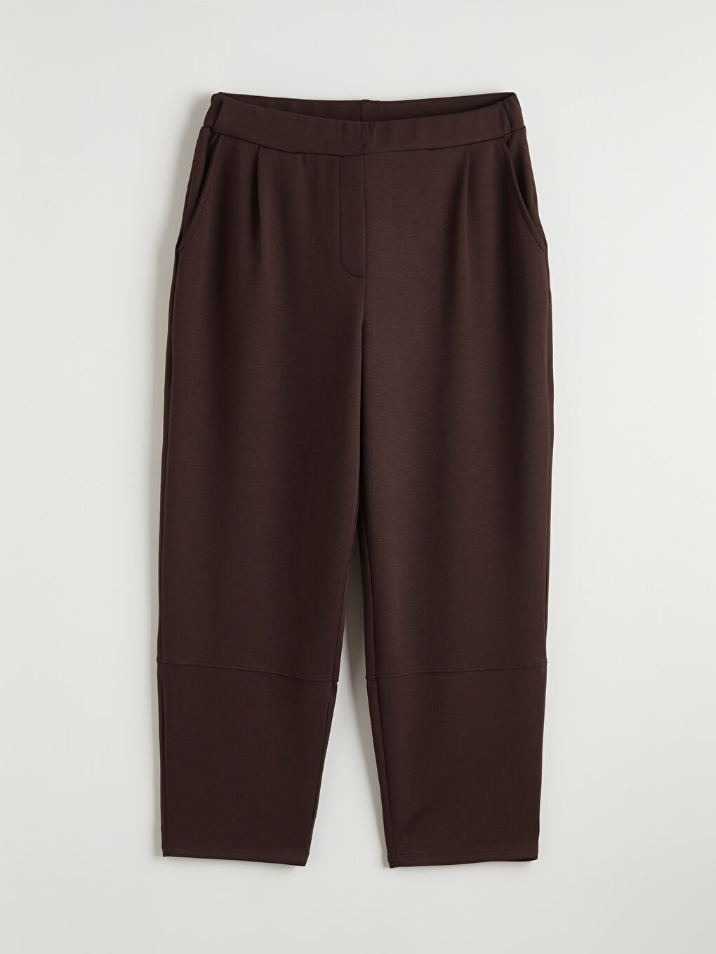 Kahverengi Beli Lastikli Pileli Kadın Eşofman Altı