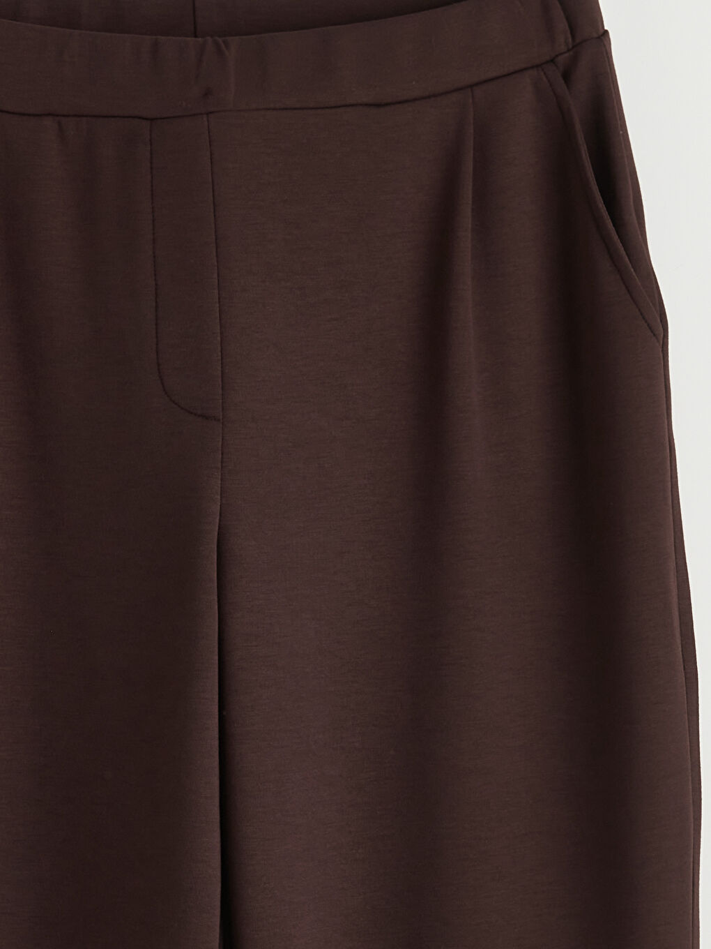 Kahverengi Beli Lastikli Pileli Kadın Eşofman Altı-1