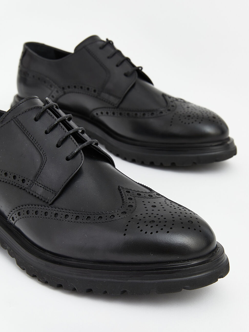 Siyah Deri Görünümlü Erkek Klasik Ayakkabı-2