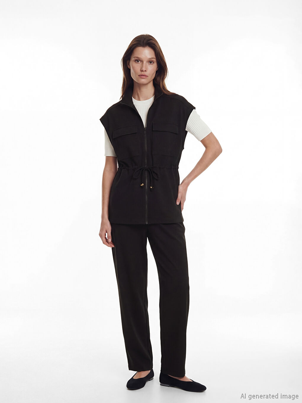 Mock Neck Women's Waistcoat-1