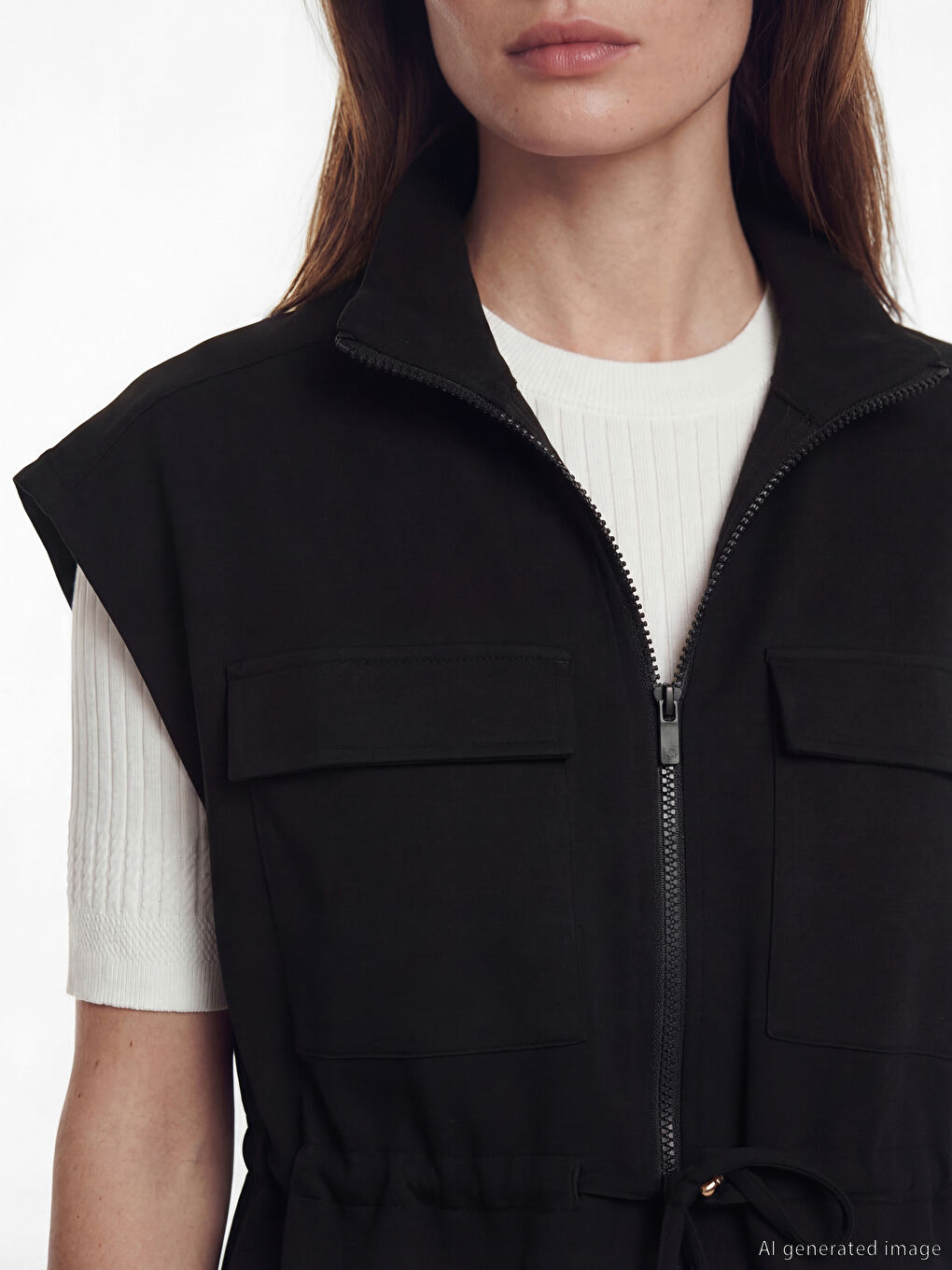 Mock Neck Women's Waistcoat-2