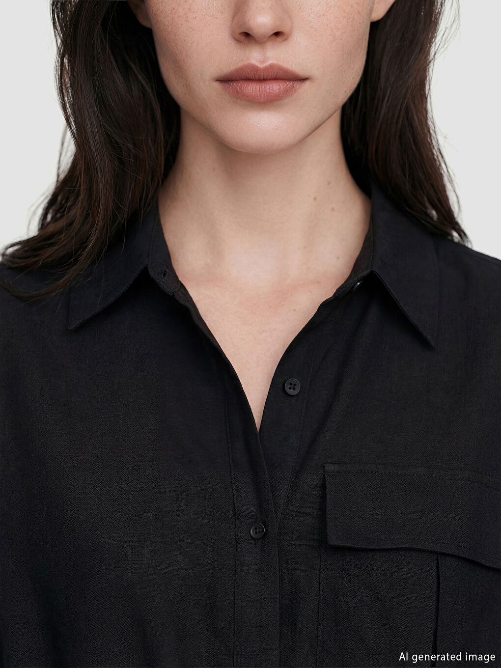 Siyah Bağlama Detaylı Büzgülü Kadın Gömlek-2