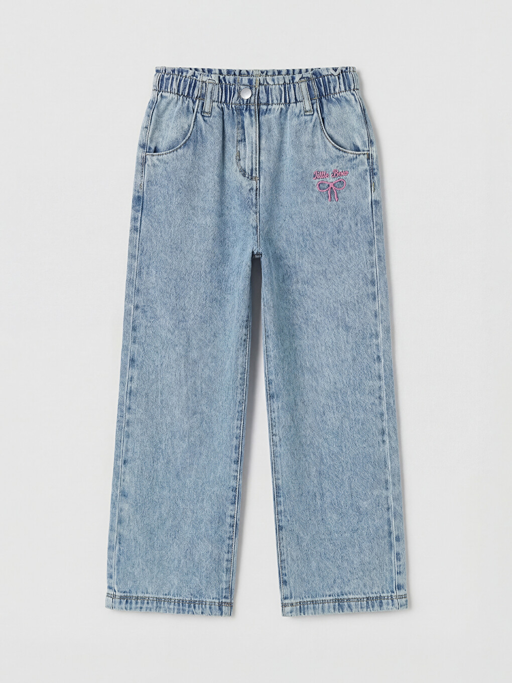 Paperbag Embroidered Girls' Jeans