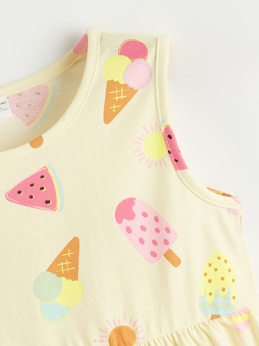 Sarı Desenli Kız Çocuk Elbise-1