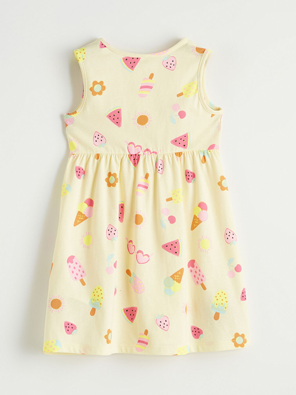 Sarı Desenli Kız Çocuk Elbise-2