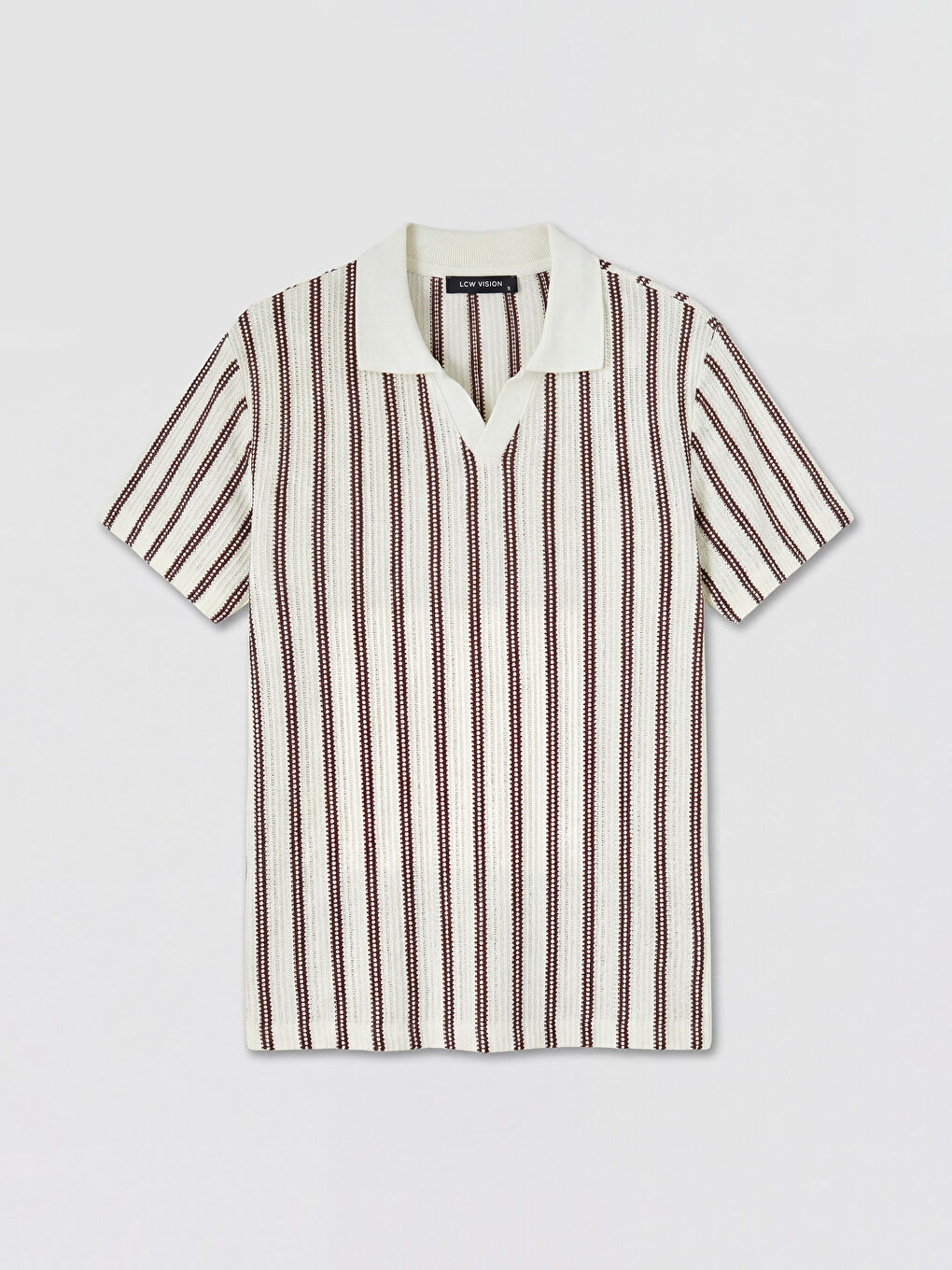 Bordo Polo Yaka Çizgili Erkek Triko Tişört