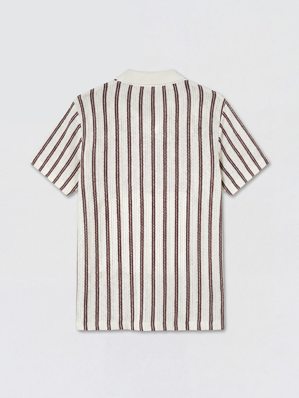 Bordo Polo Yaka Çizgili Erkek Triko Tişört-1