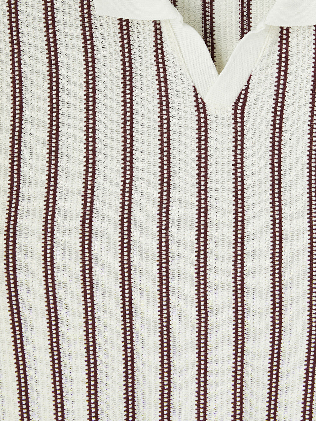 Bordo Polo Yaka Çizgili Erkek Triko Tişört-2