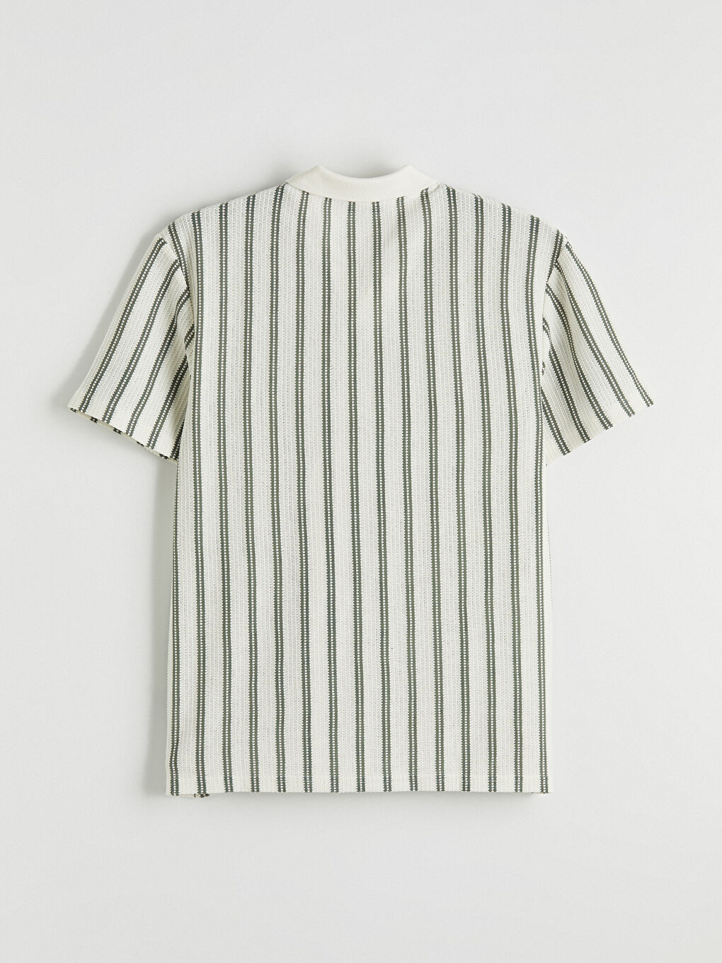 Yeşil Polo Yaka Çizgili Erkek Triko Tişört-6