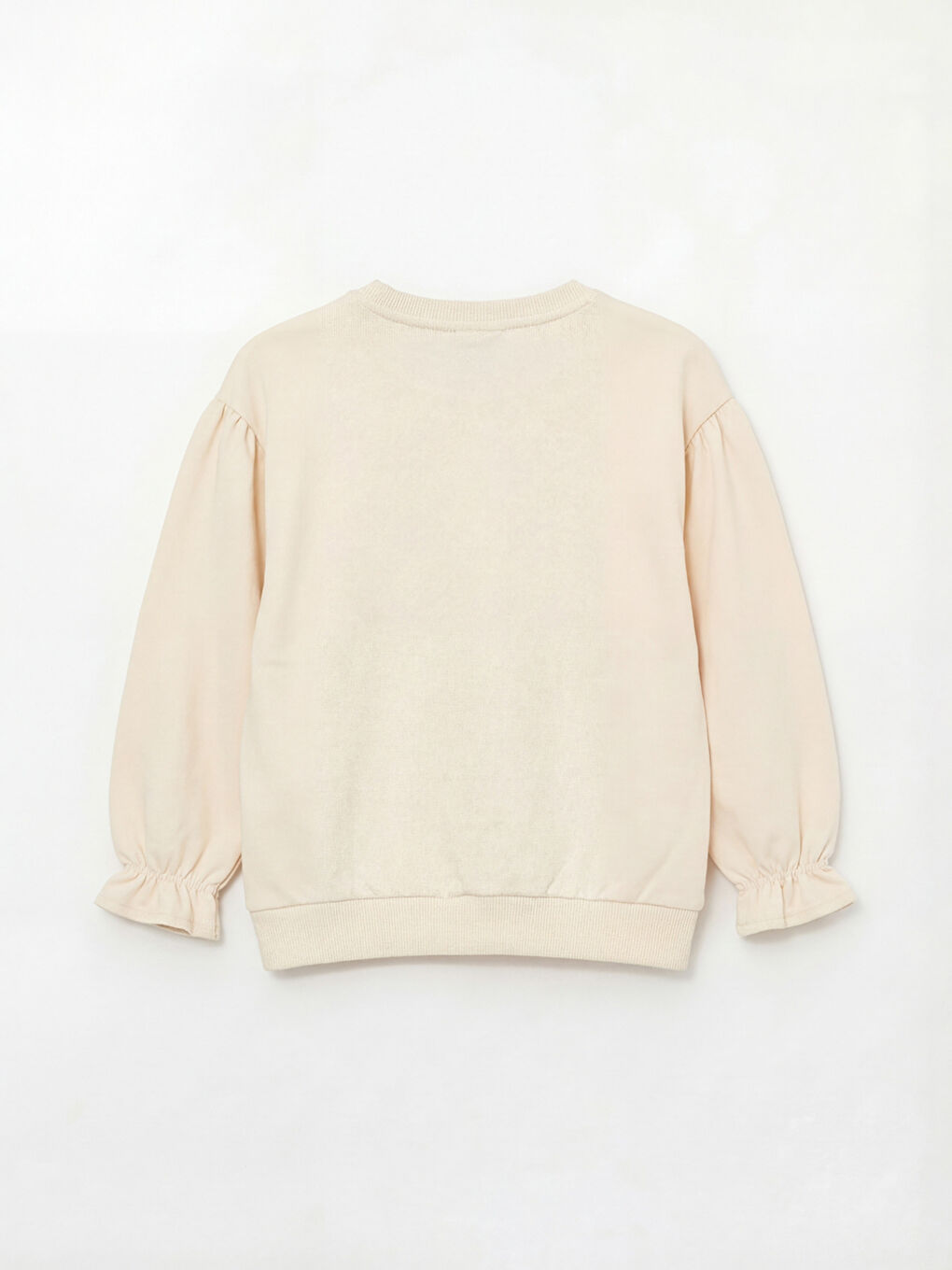 Girl's sweatshirt with a round neck and floral appliqués.-1