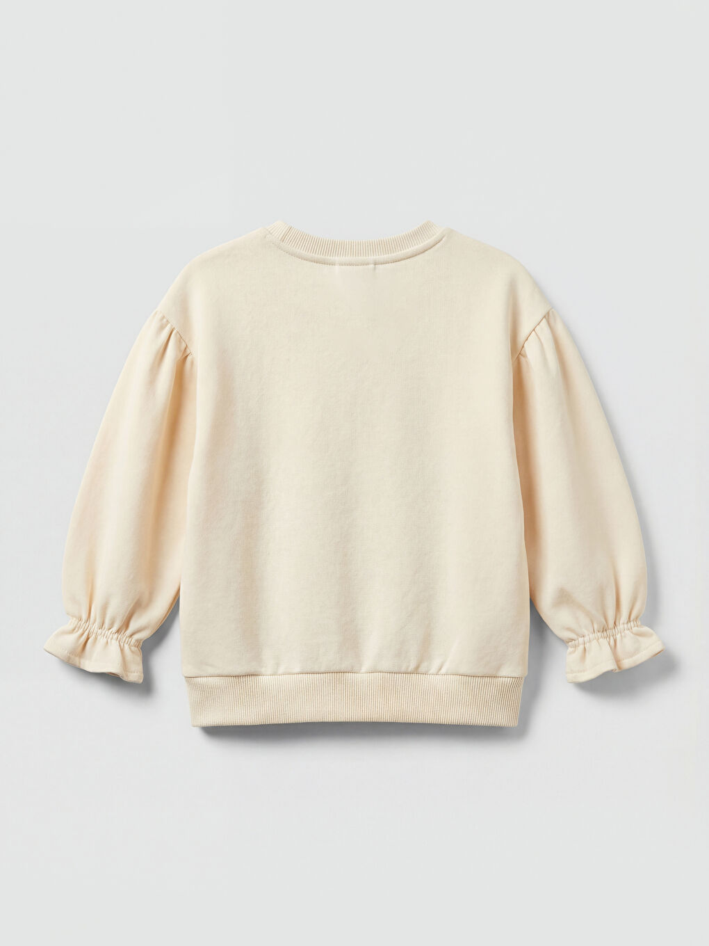 Bisiklet Yaka Çiçek Aplikeli Kız Çocuk Sweatshirt-1