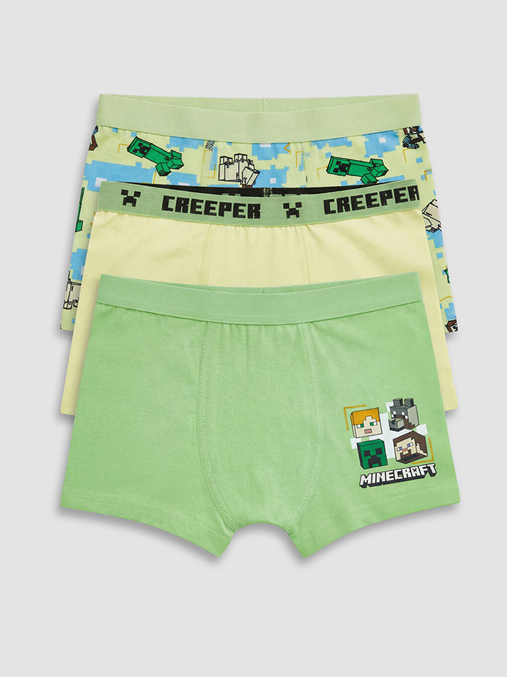 Yeşil Minecraft Baskılı Erkek Çocuk Boxer 3'lü-5