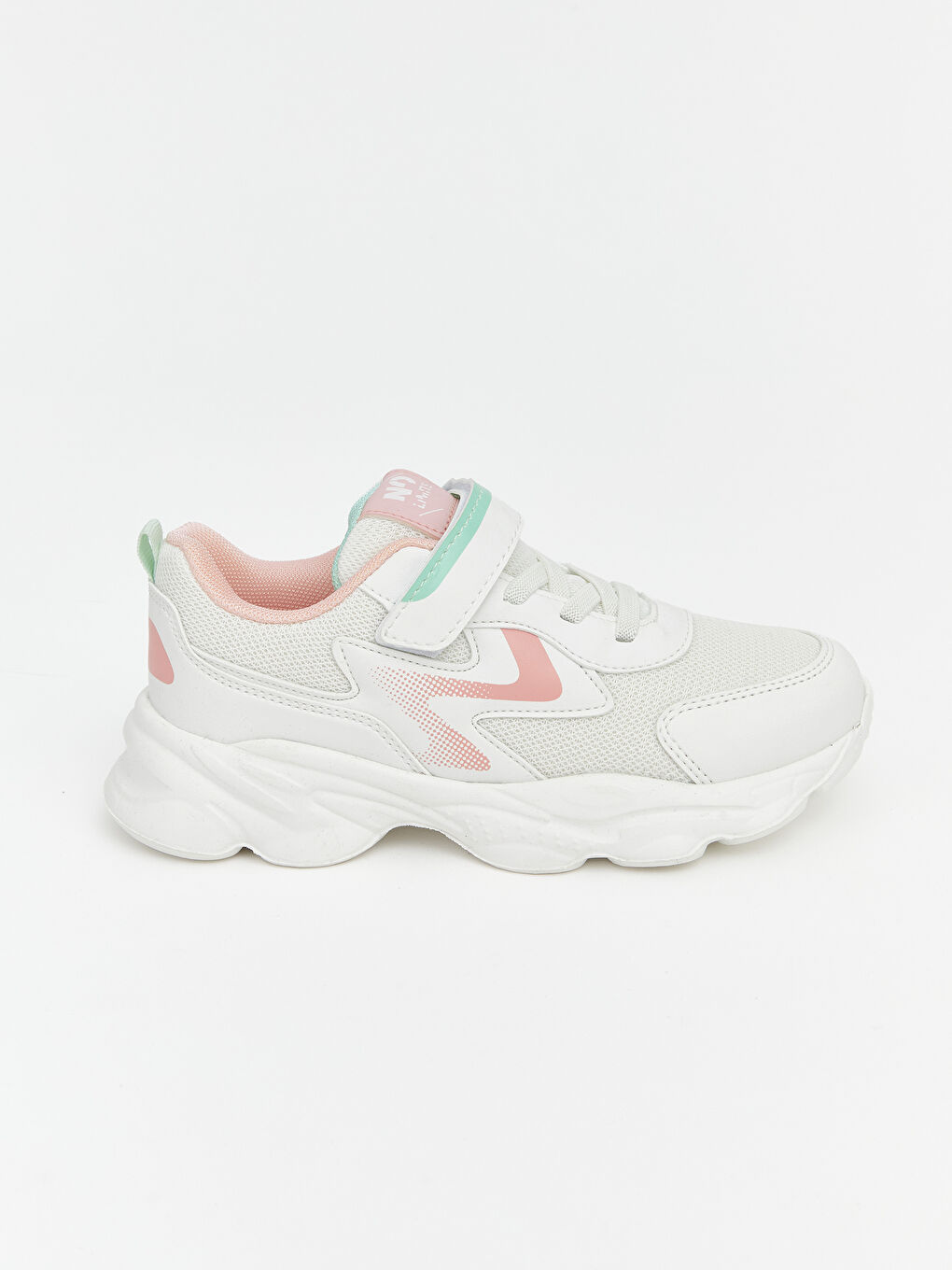 Beyaz Bağcık ve Cırt Cırtlı Kız Çocuk Spor Ayakkabı-1